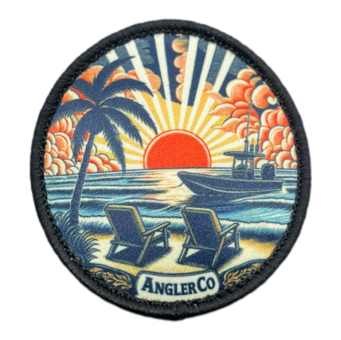 AnglerCo fishing hat with sunset-inspired style